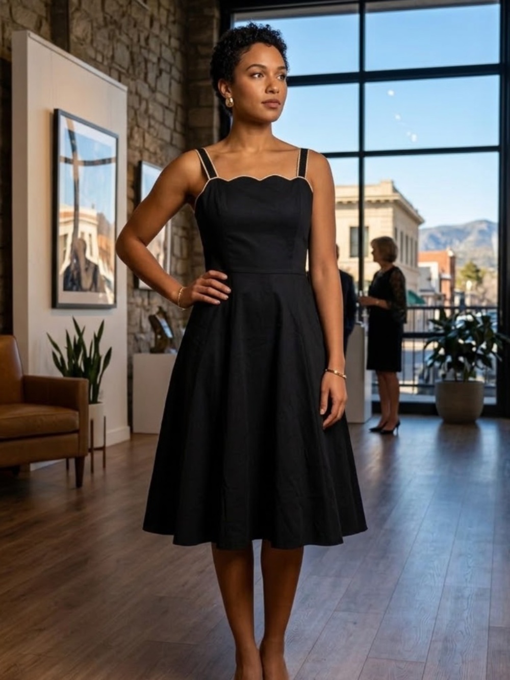R&K Originals 12 Black Dress Fit & Flare Y2K Does 50s 60s Rockabilly PinUp Mod